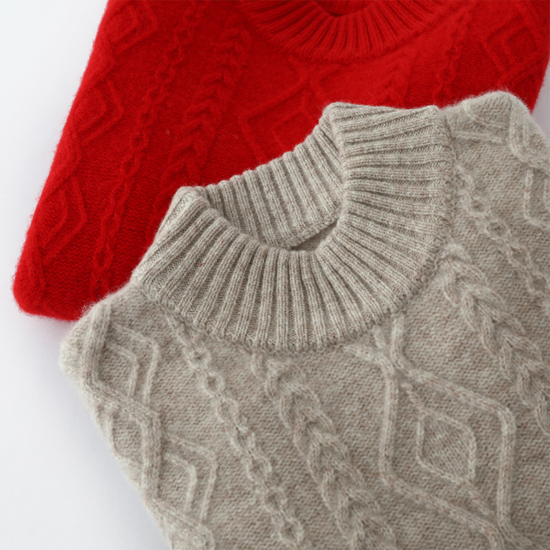 秋冬新款儿童休闲加厚菱形格男女童羊毛毛衣中大童保暖针织打底衫