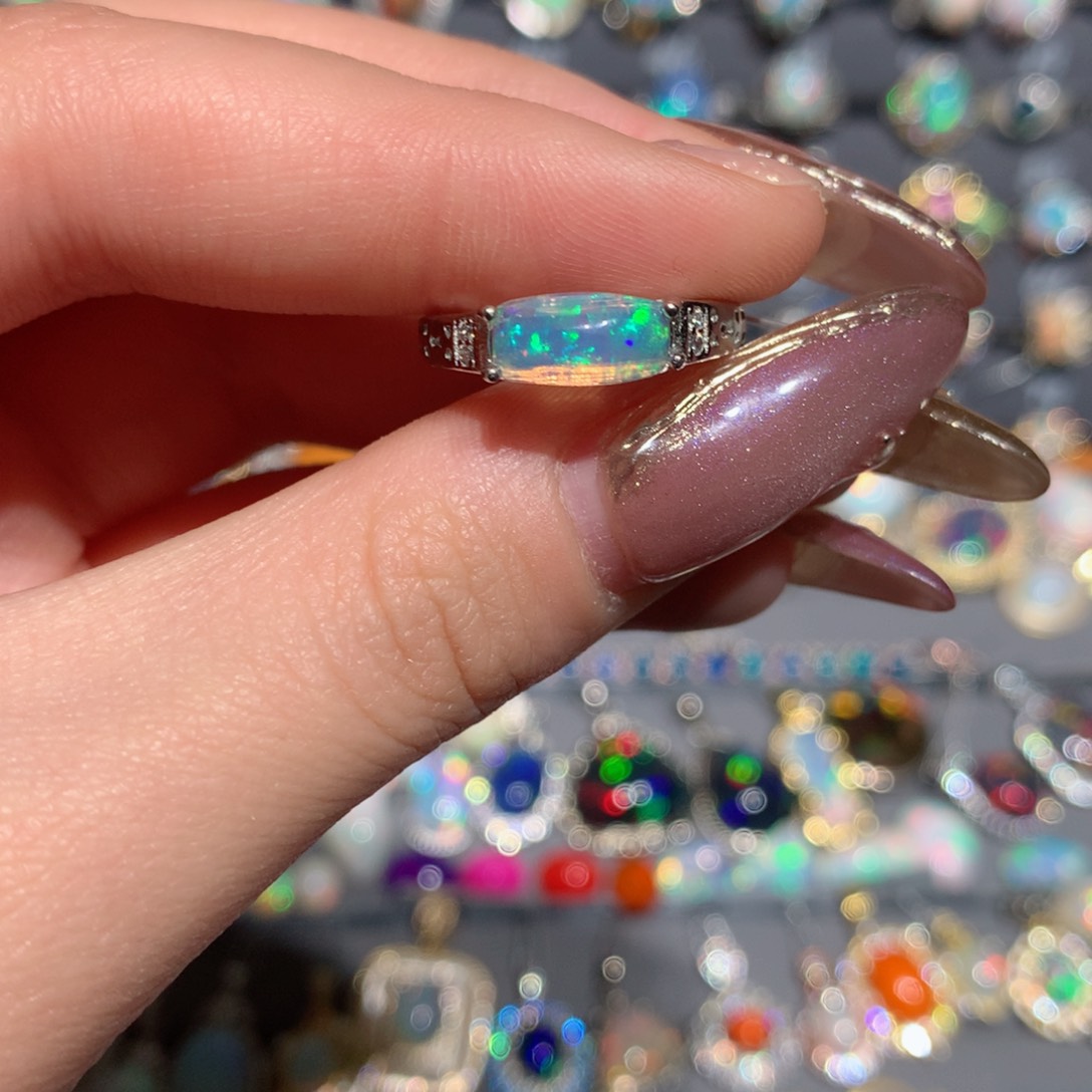 欧泊福利戒指w银S925镶嵌T****a