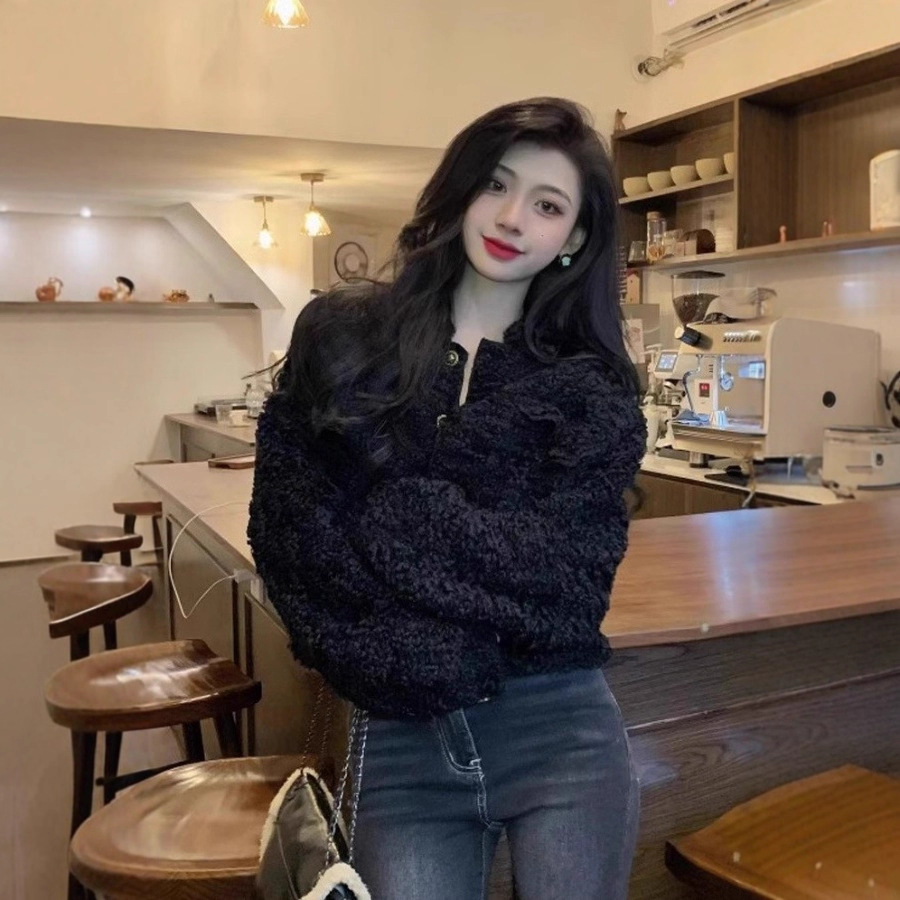 早秋新款小香风羊羔毛绒外套女秋冬加厚感气质百搭毛绒绒新款洋气