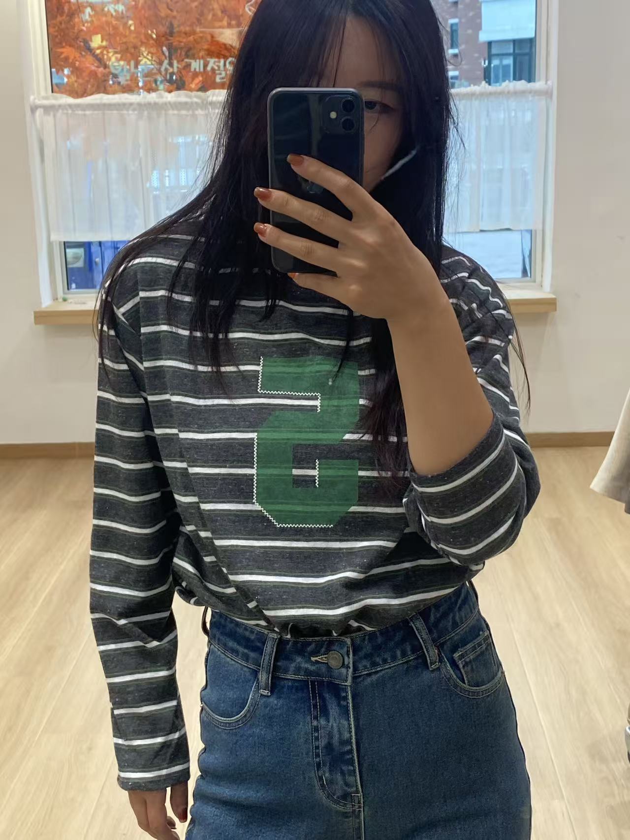 韩国代购.5号条纹 花纱棉L25090512