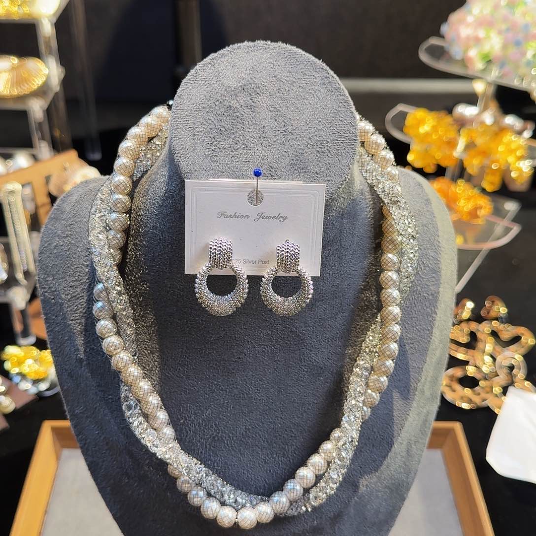 纯铜花岗石纯铜锡合金复古摩登中古风优雅婚纱项链套装