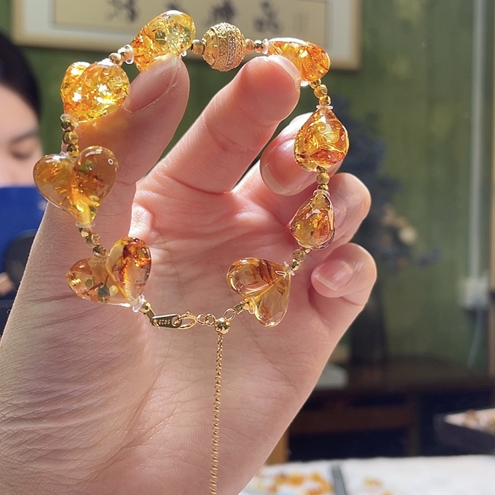 琥珀未镶嵌裸石手链