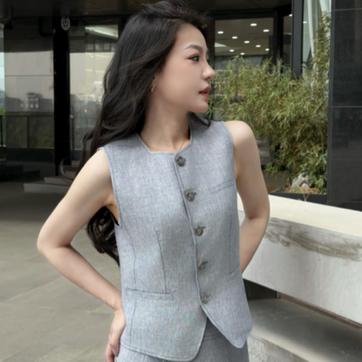 GIRDEAR/哥弟春夏新款气质老钱度假风马甲140012