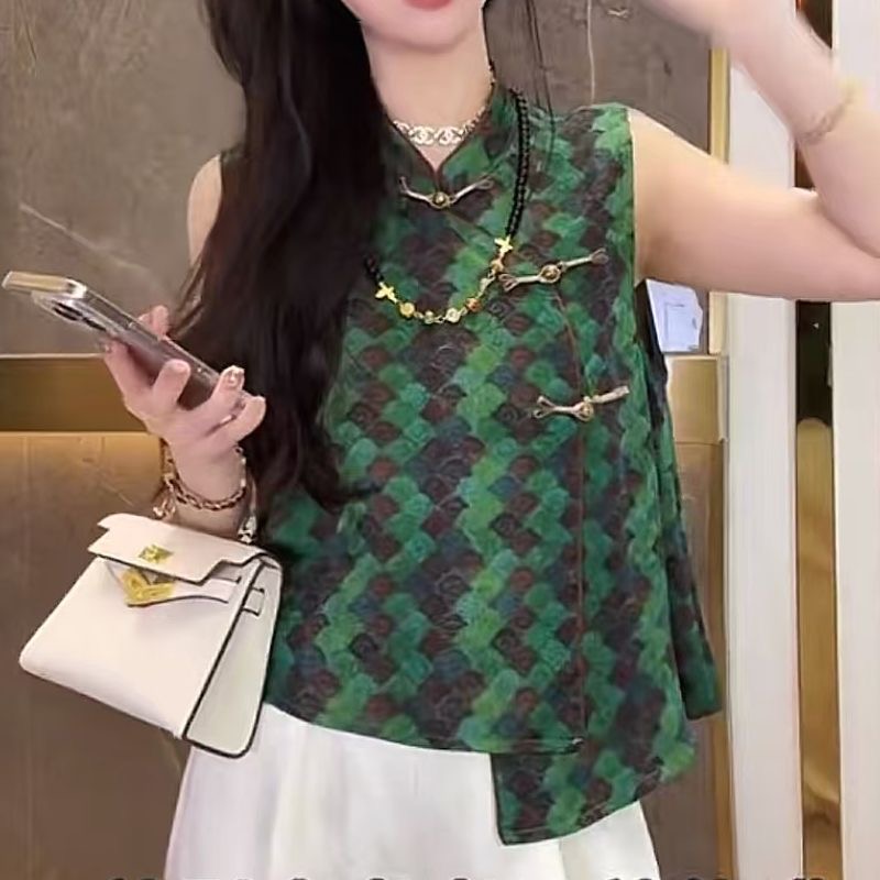 2025年夏季高级感别致新中式国风马甲式上衣小衫