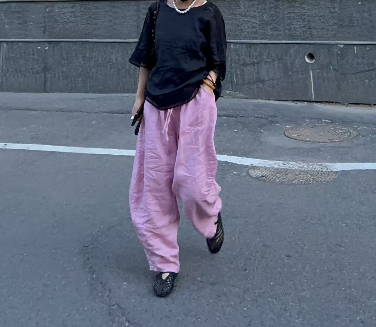 禾月分享原单休闲麻裤