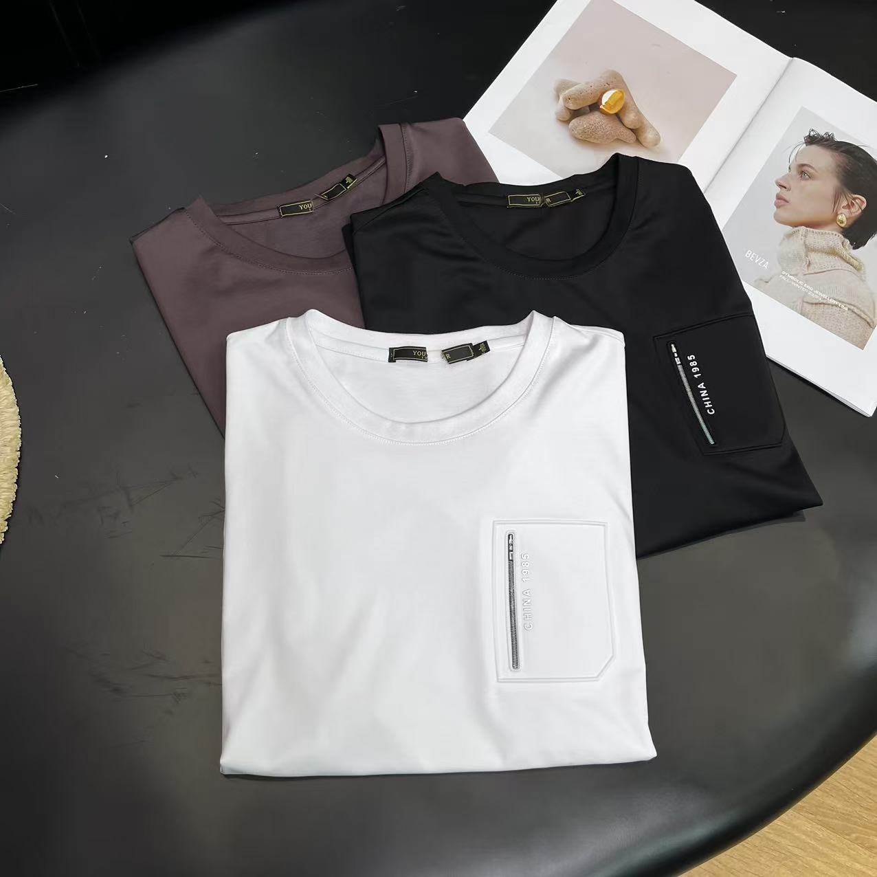 2025夏季简约休闲复古时尚百搭圆领速干短袖T恤H7507