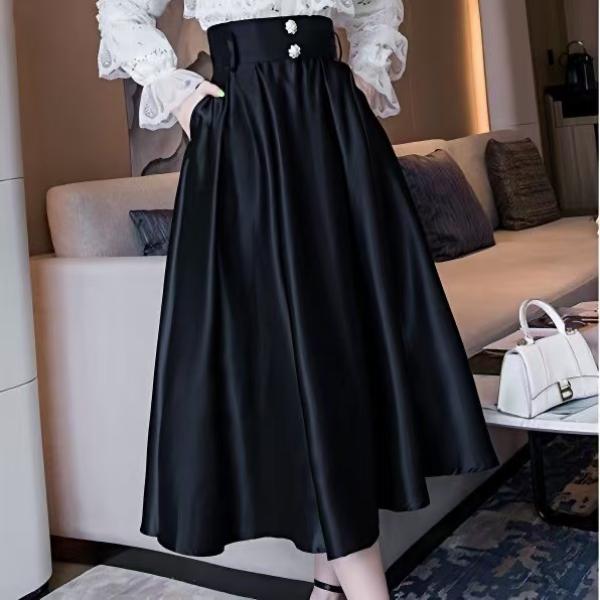 半身裙女秋冬ins赫本风小黑裙2021春秋小个子大摆裙高腰显瘦伞裙
