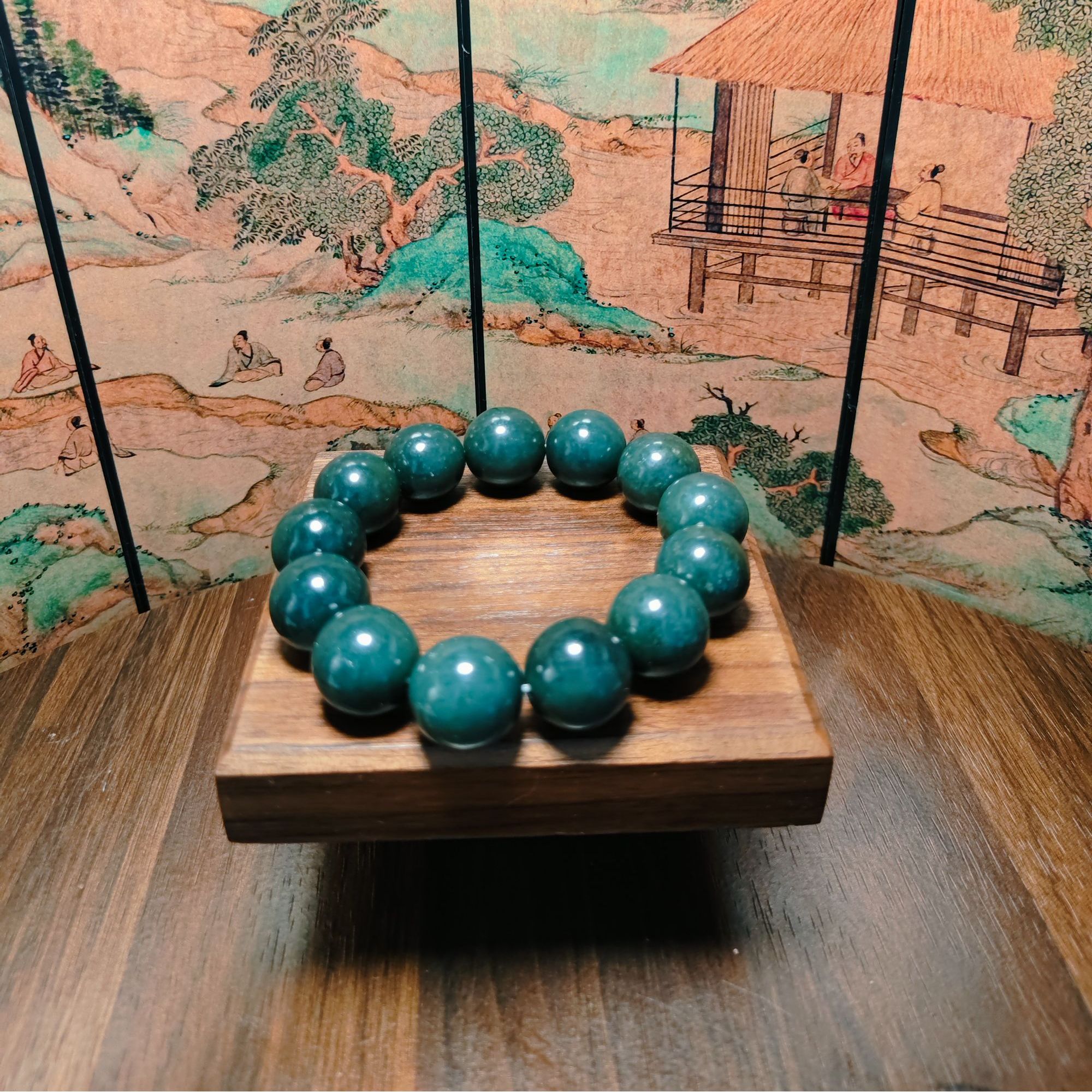 R和田玉圆珠手串（卡18）2497