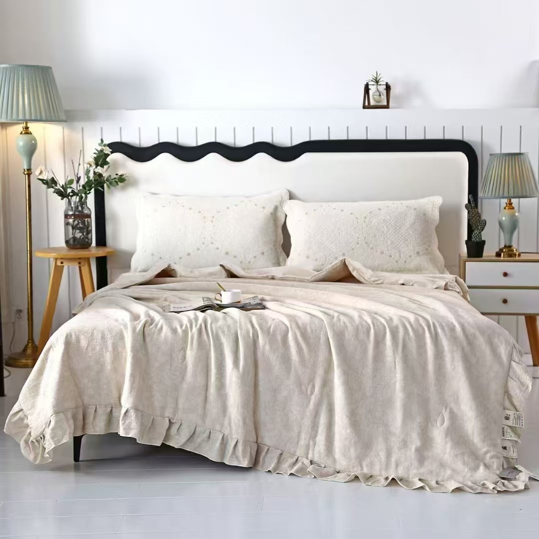 棉麻提花轻奢凉感木耳边夏凉被