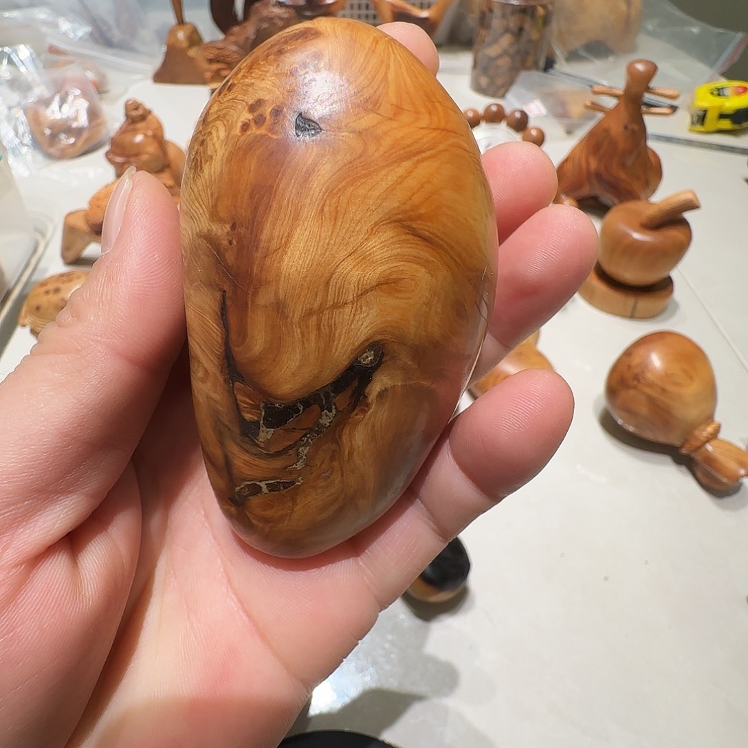 健***福柏木（崖柏）太行陈化老料聚宝盆手把件