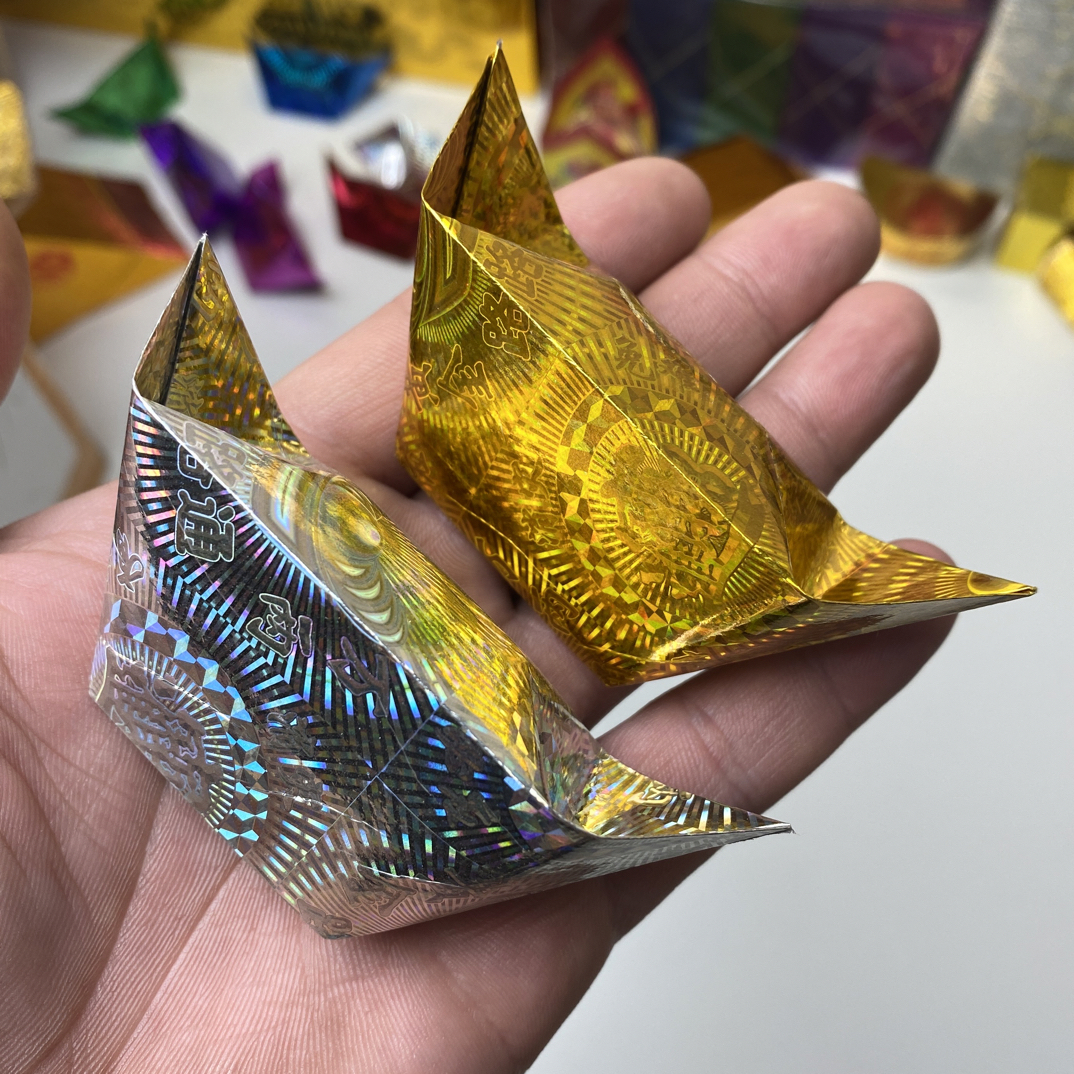 【镭射花纹】精装加厚手工折纸半成品10*13 12*15包邮送袋子