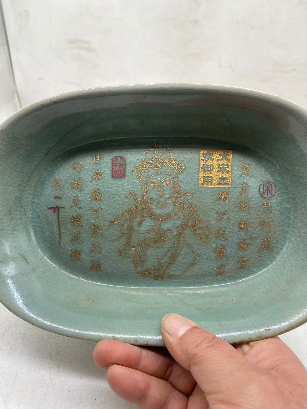 汝窑水仙盆器形规整胎质干老