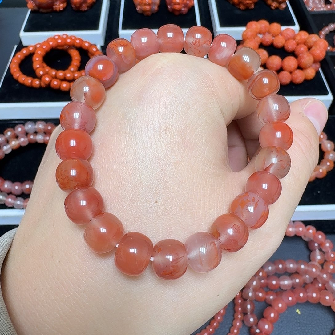 南红玛瑙未镶嵌川料瓦西老邢飘花10.1mm32.4g