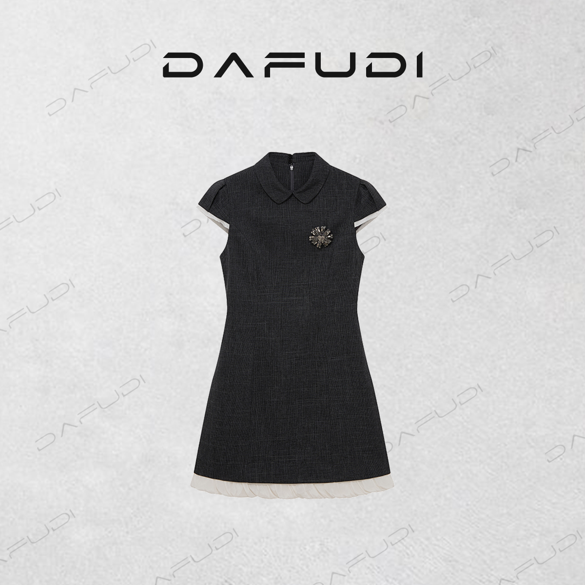 达芙笛【连衣裙】2025夏季新款新中式美学格纹面料裙子女Z5905