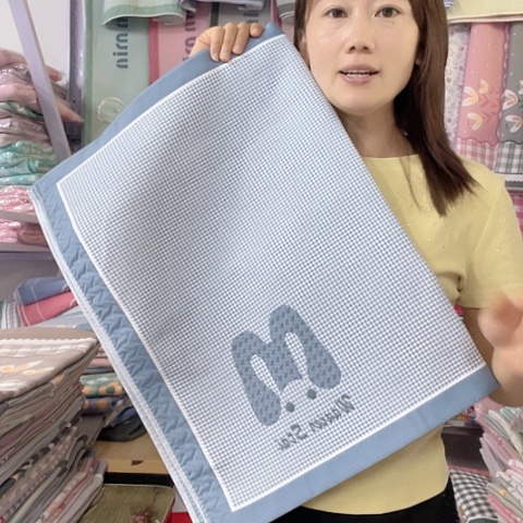 棉纱布棉雾霾蓝大字母
