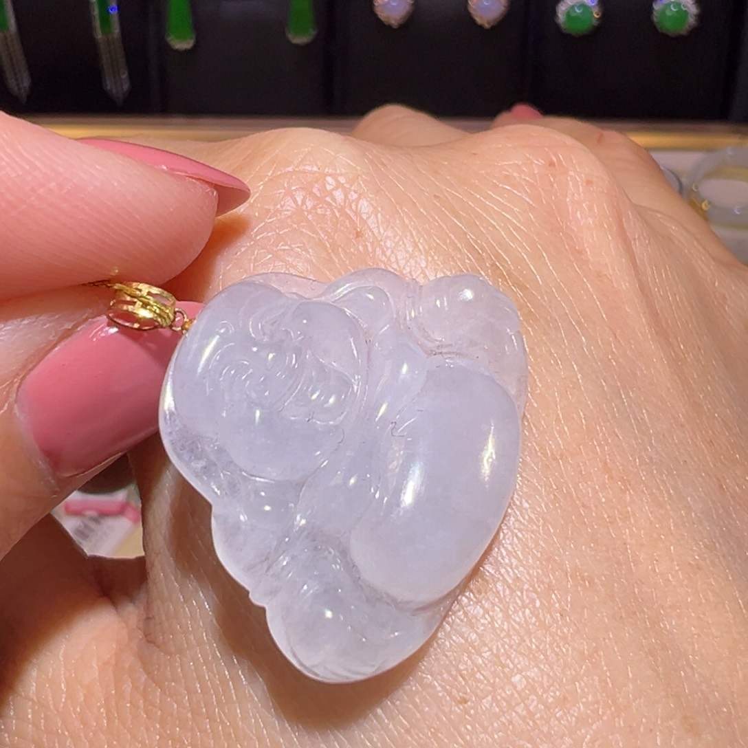 翡翠颈饰18K金镶嵌吊坠