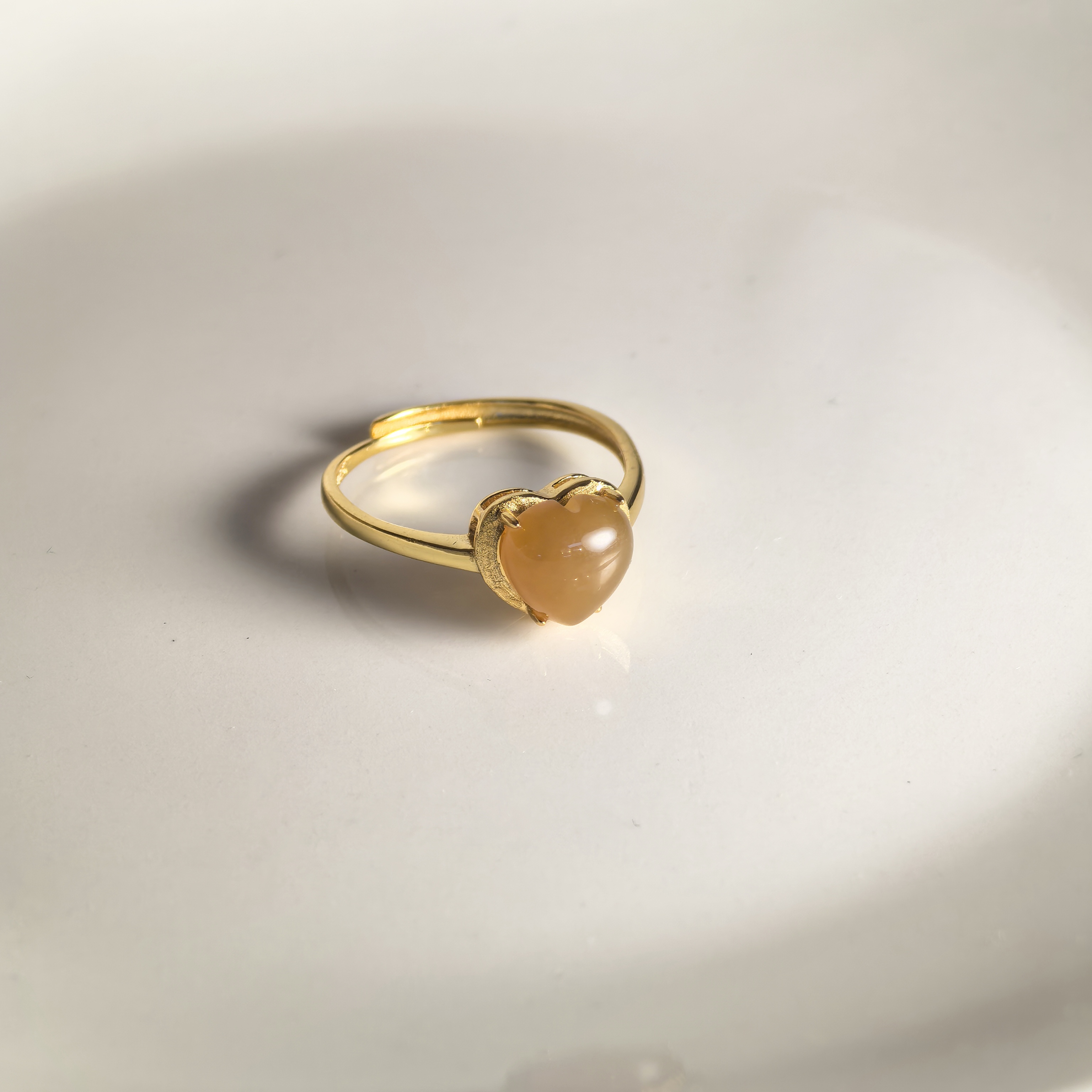 S925银8mm天然和田玉糖玉爱心戒指多样性发一