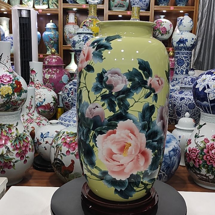 瓷片景德镇陶瓷牡丹花瓶