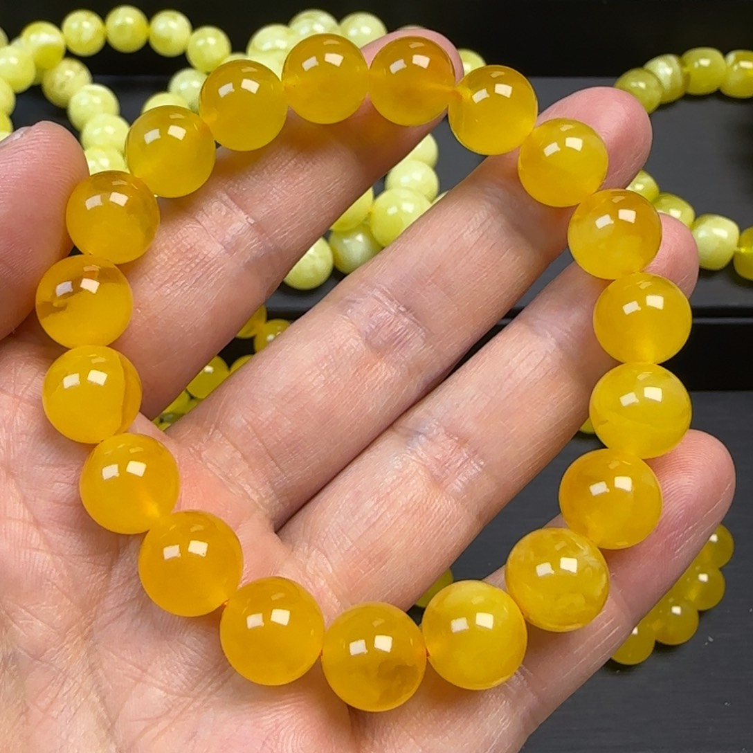 六***会琥珀未镶嵌手链10mm13克