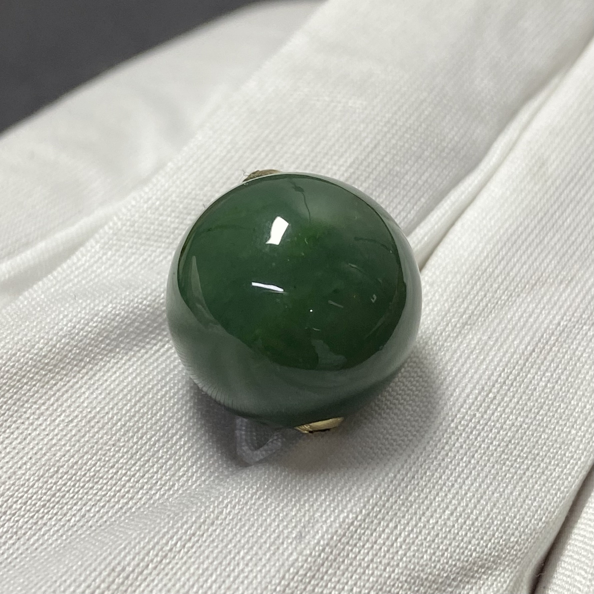 【亿轩臻选】ZX152406和田玉碧玉北极玉18k金路路通吊坠15-16mm+