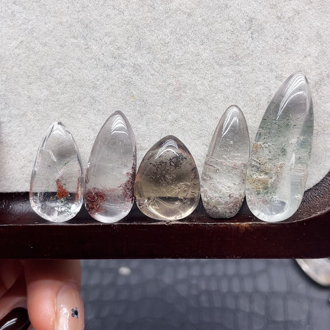 未镶嵌珠宝半成品水晶11幽灵水滴一组