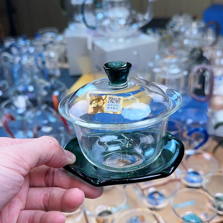禾器墨绿色禅语盖碗