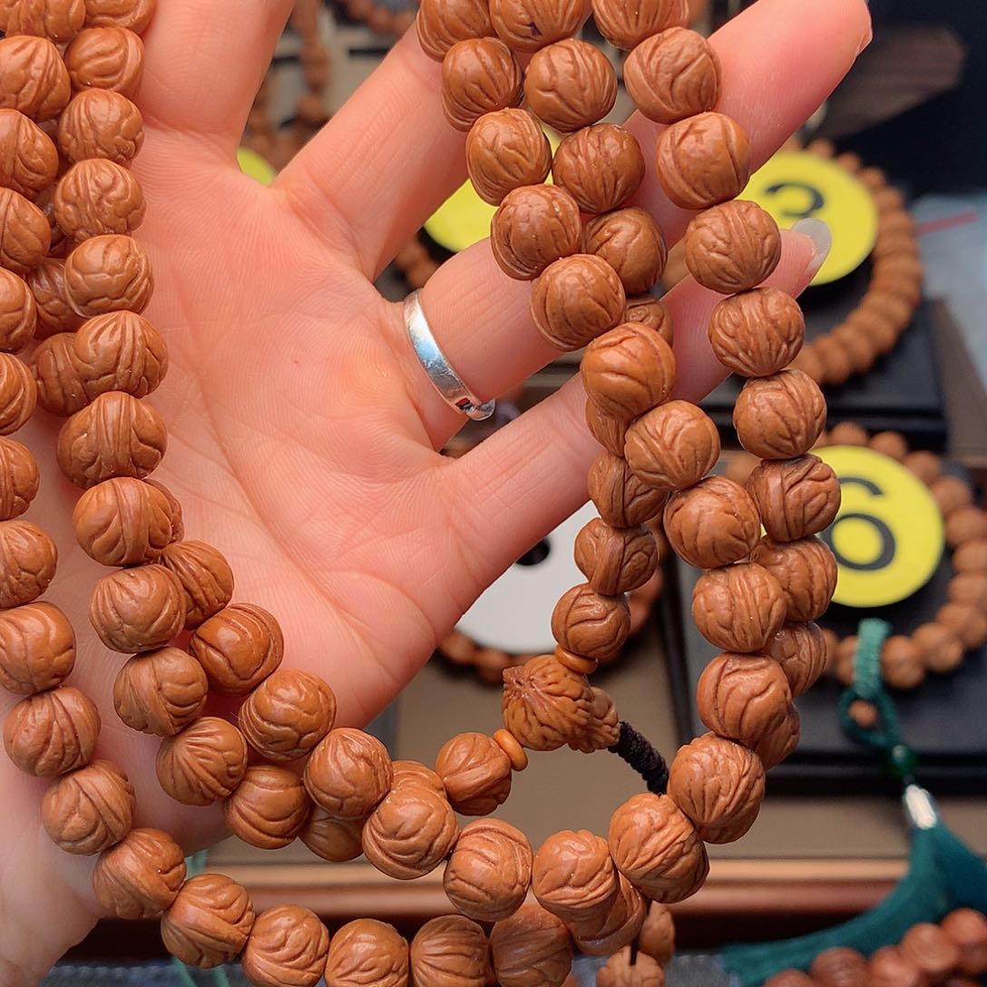 桃核手串孟*森野生玉龙脊11脖挂