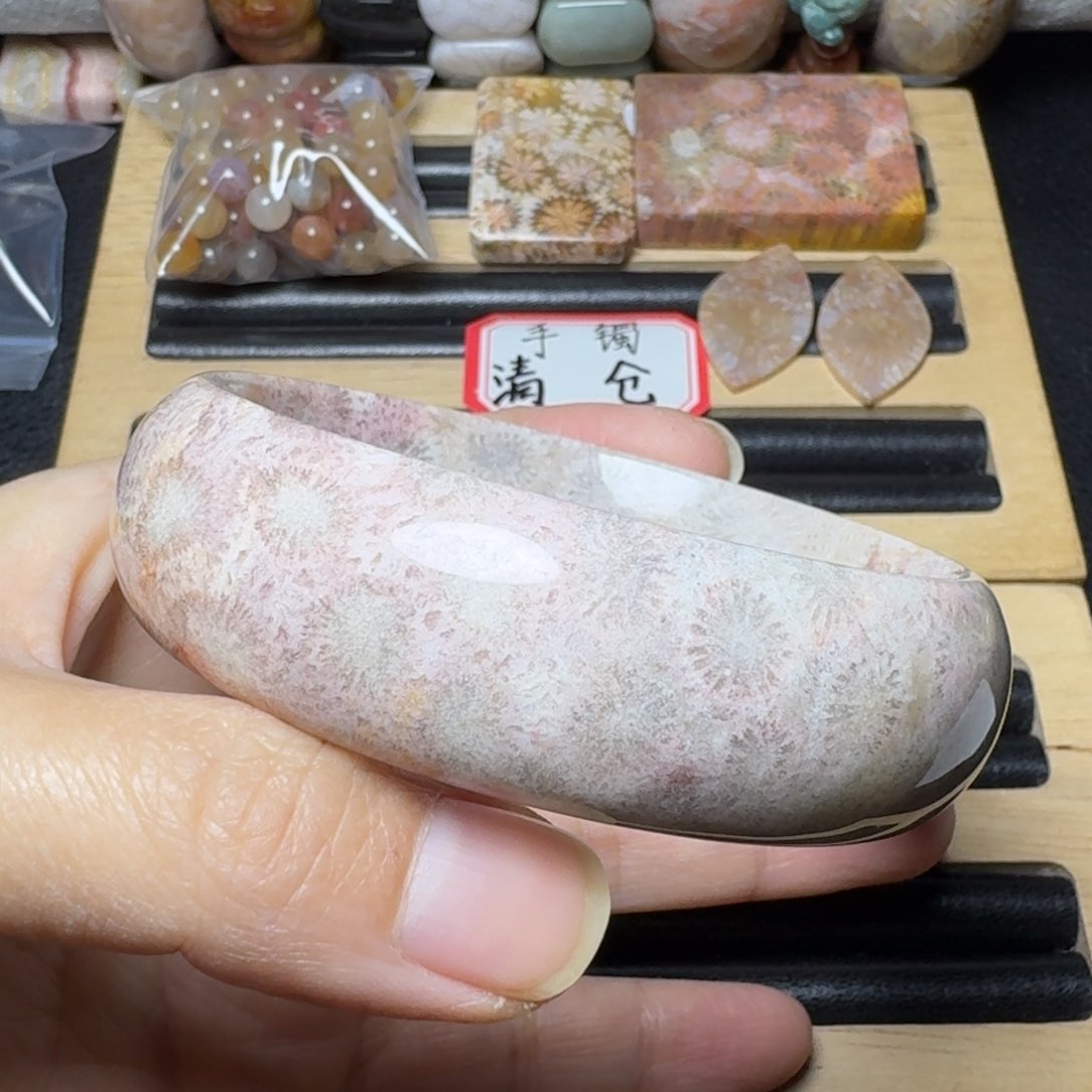 硅化玉63紫粉花，盘它未镶嵌