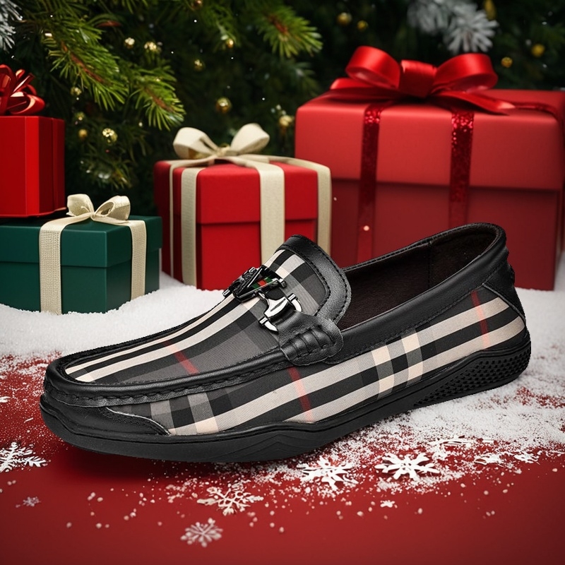 老北京布鞋超轻休闲鞋真皮豆豆鞋软底男鞋休闲格子夏季潮流百搭