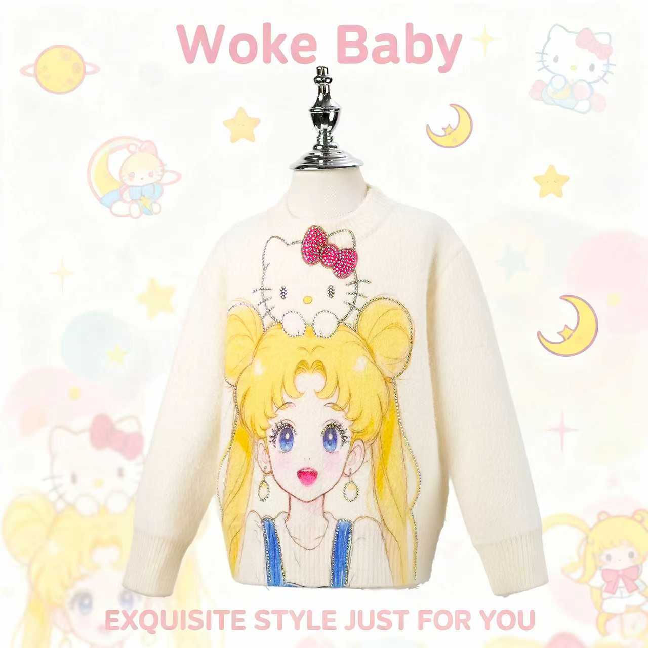 【现货】女童冬卡通毛衣套头针织衫上衣汉服W5197