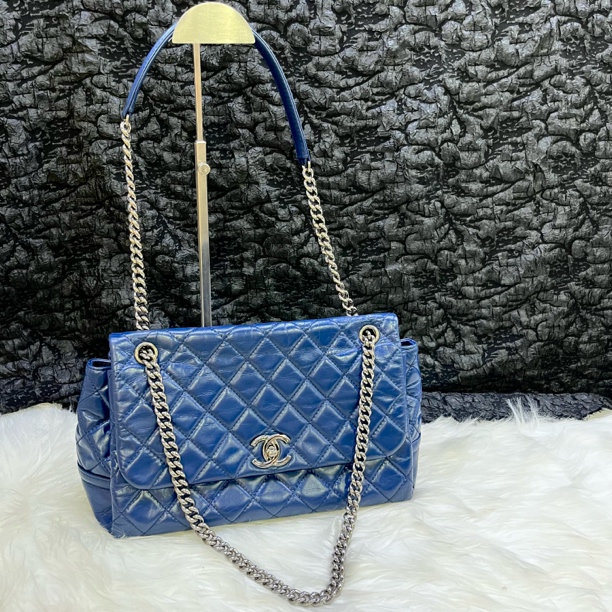 95新 Chanel/香奈儿 香奈儿蓝色中号CF斜挎包