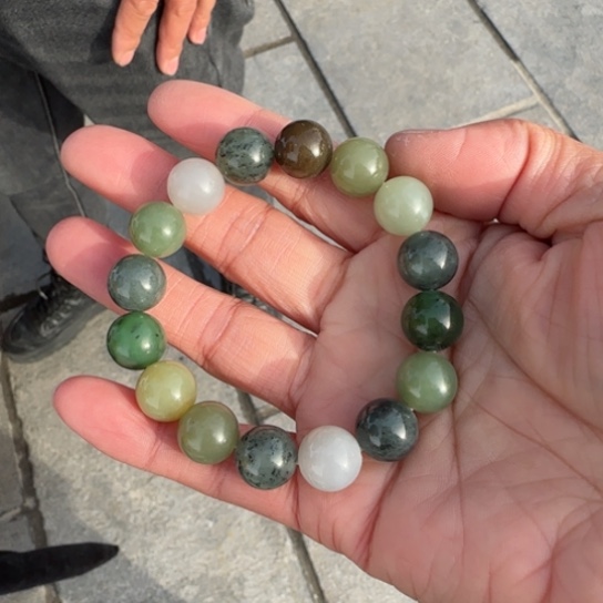 和田玉手链未镶嵌卡12多宝，多样性发一