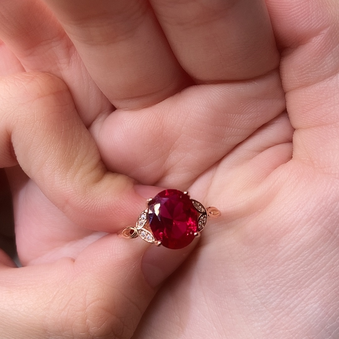 银S925镶嵌戒指红宝石