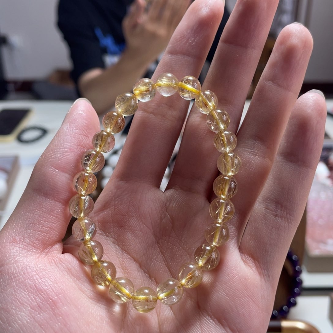水晶手串未镶嵌天然金发晶
