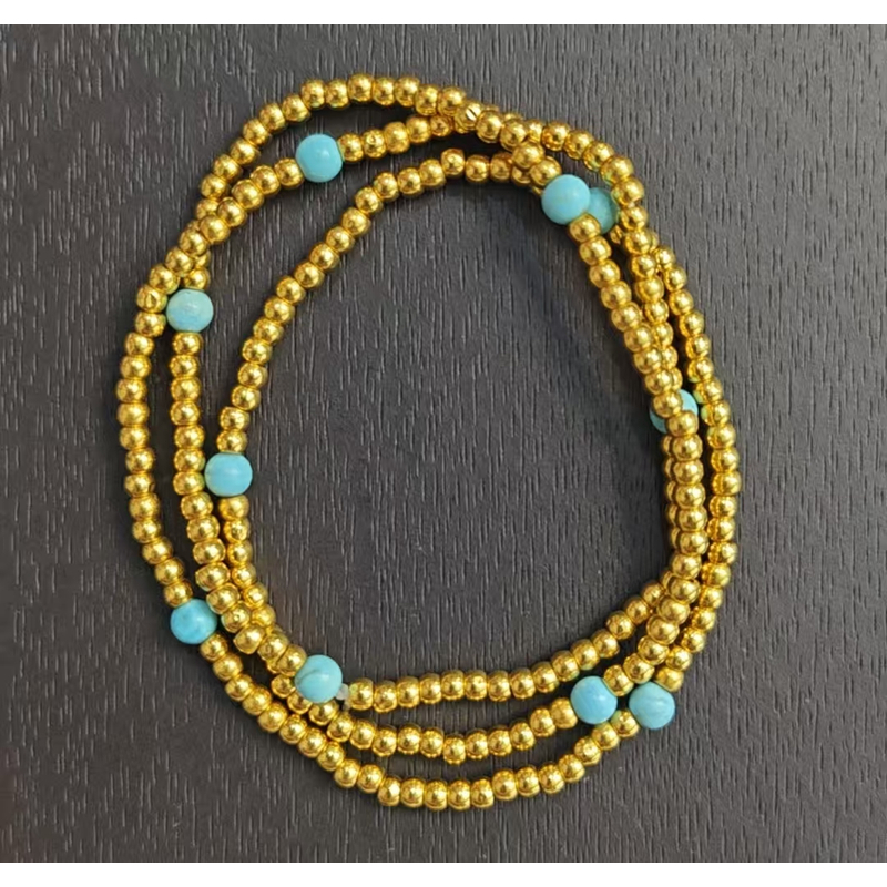 足金绿色松金珠手串2