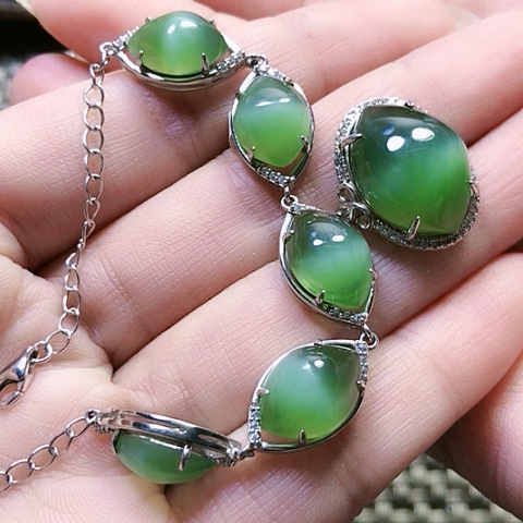 和田玉戒指银S925镶嵌