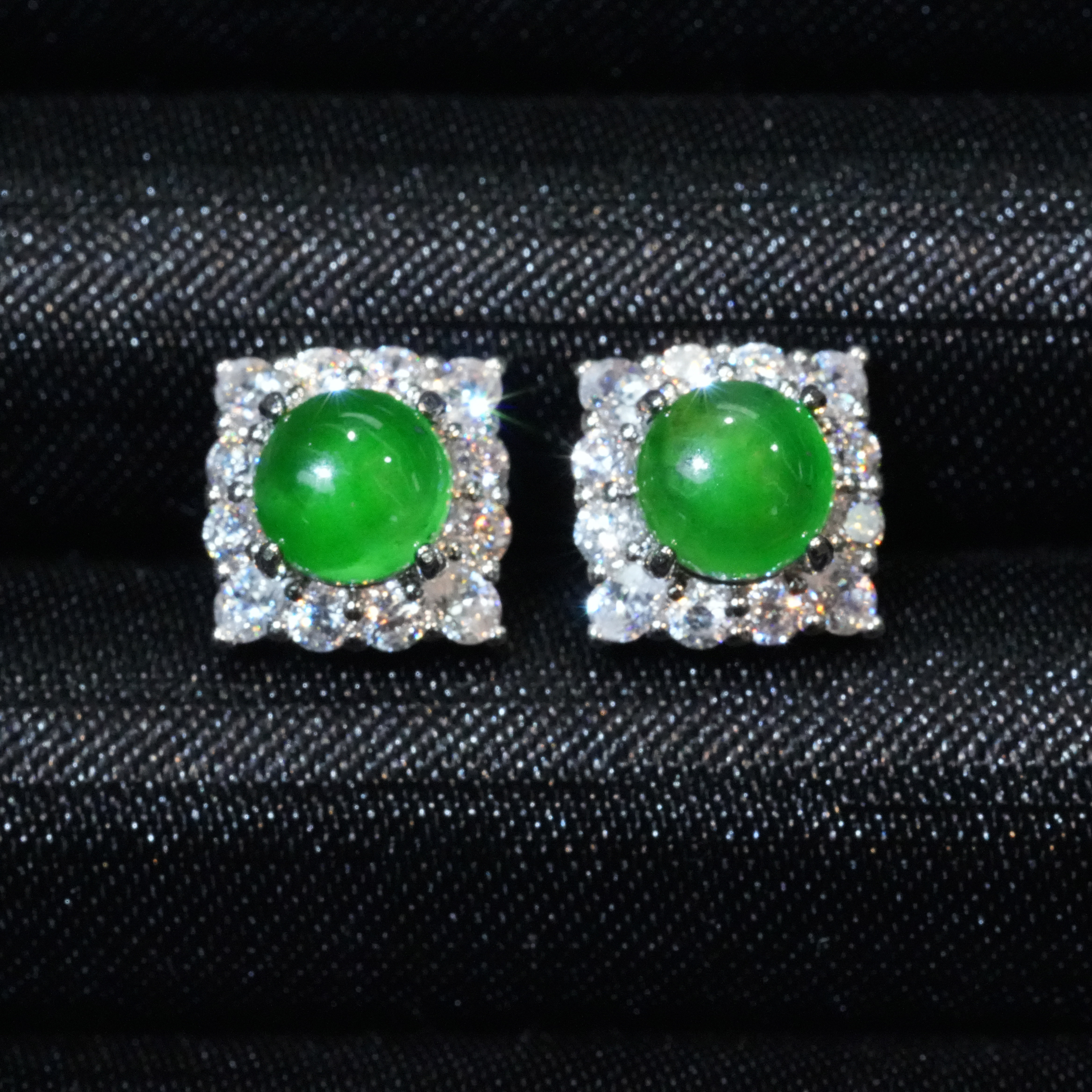 天然A货翡翠蛋面耳钉优雅时尚多样性发