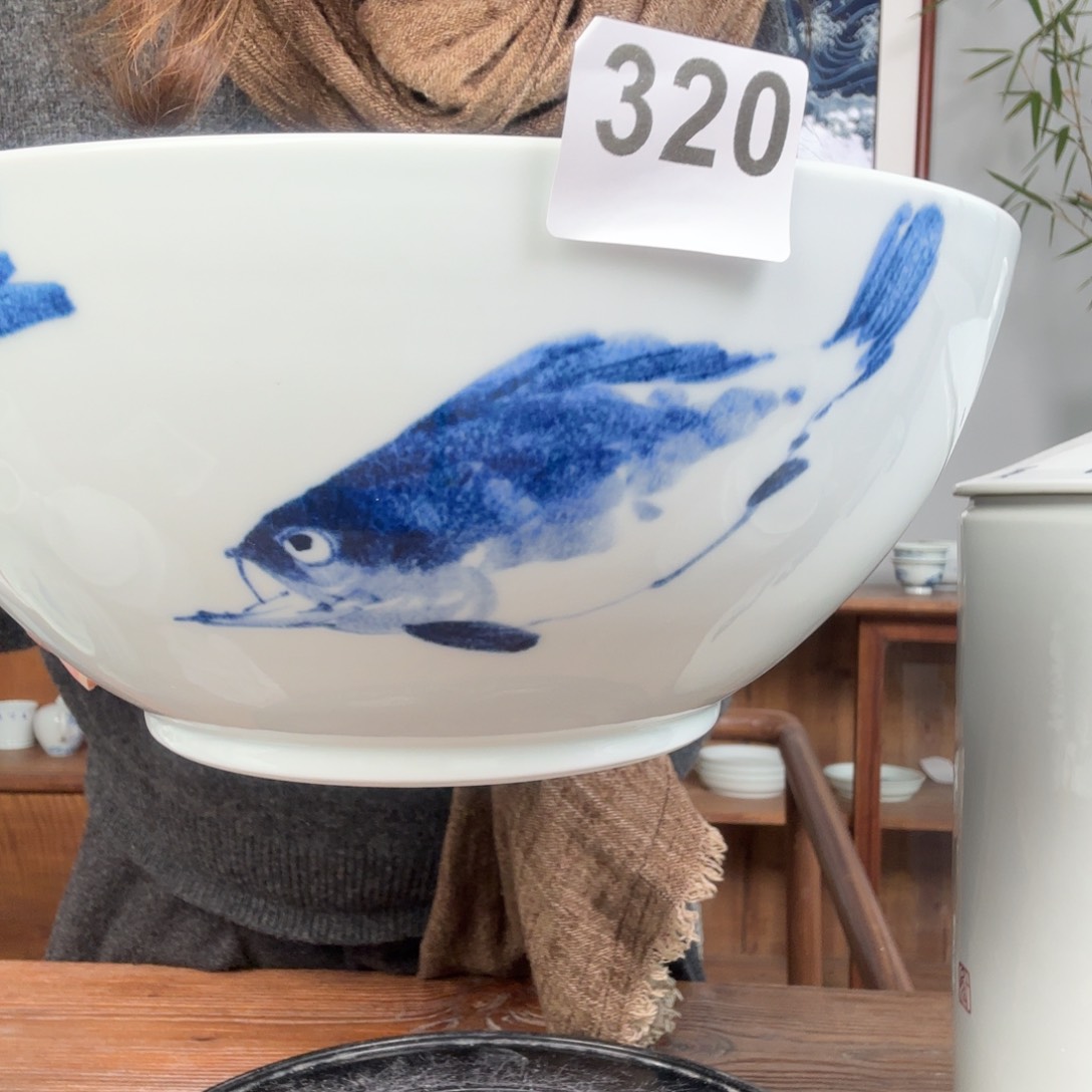 杯云***盘青花八大鱼大碗320