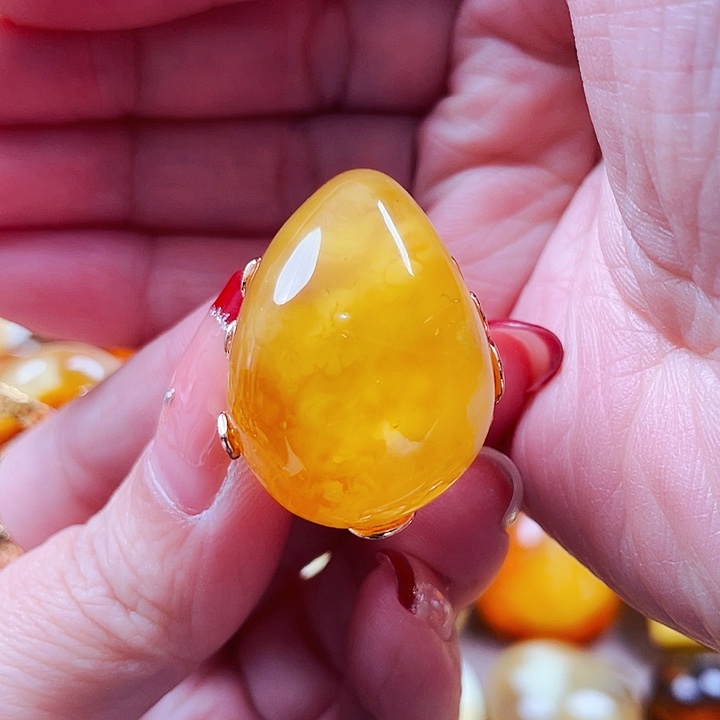 琥珀颈饰银S925镶嵌野*瑰戒指