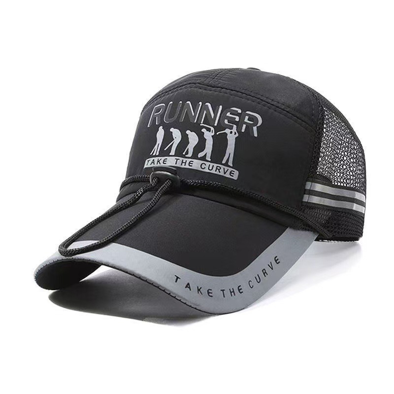 薄款户外挂绳棒球帽长檐防晒遮阳帽帽子男女春夏秋运动钓鱼帽防风