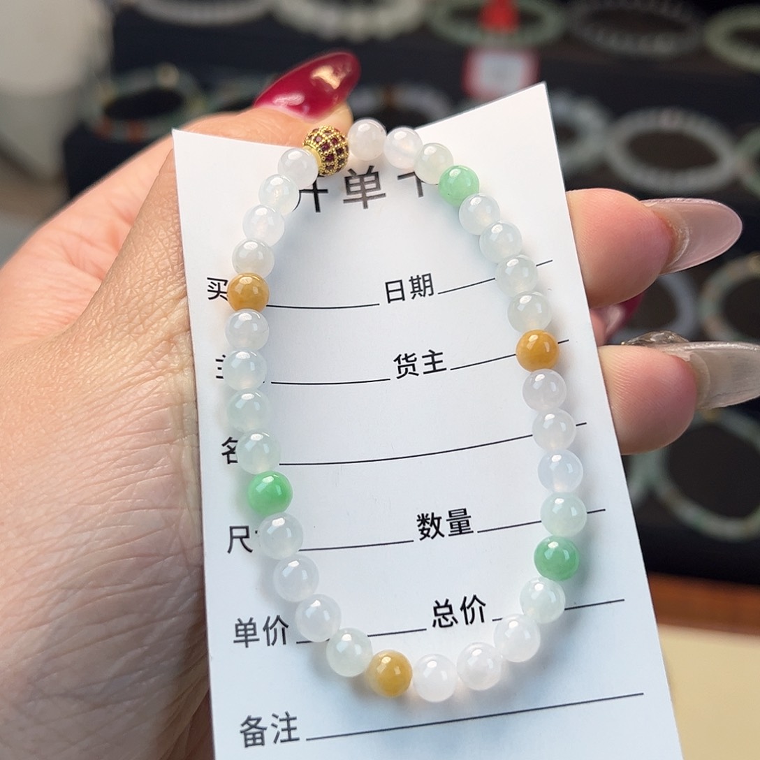 翡翠手串未镶嵌缅甸A货翡翠手串k5.4 04