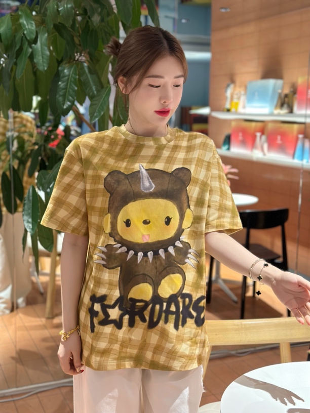 设计师品牌FORDARE  手绘格纹独角小熊T