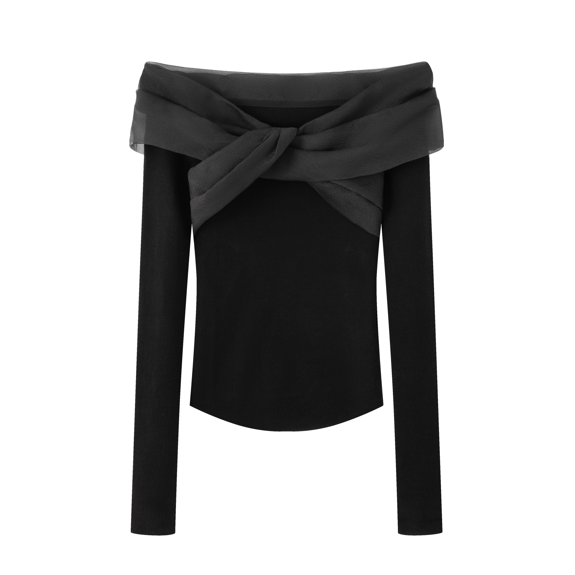 艾家商场同款2025年冬季新款蝴蝶结拼接针织衫女804157