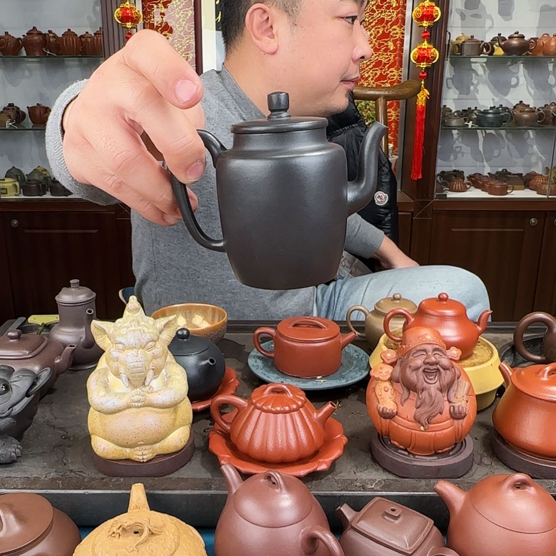 紫砂茶壶宫灯焐灰