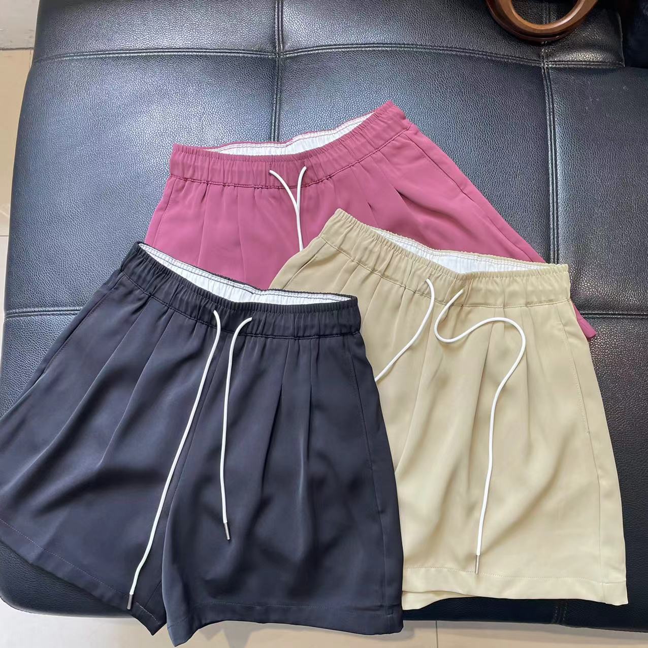 CS292夏装新款薄款顺滑不皱松紧腰抽绳凉快休闲短裤女士