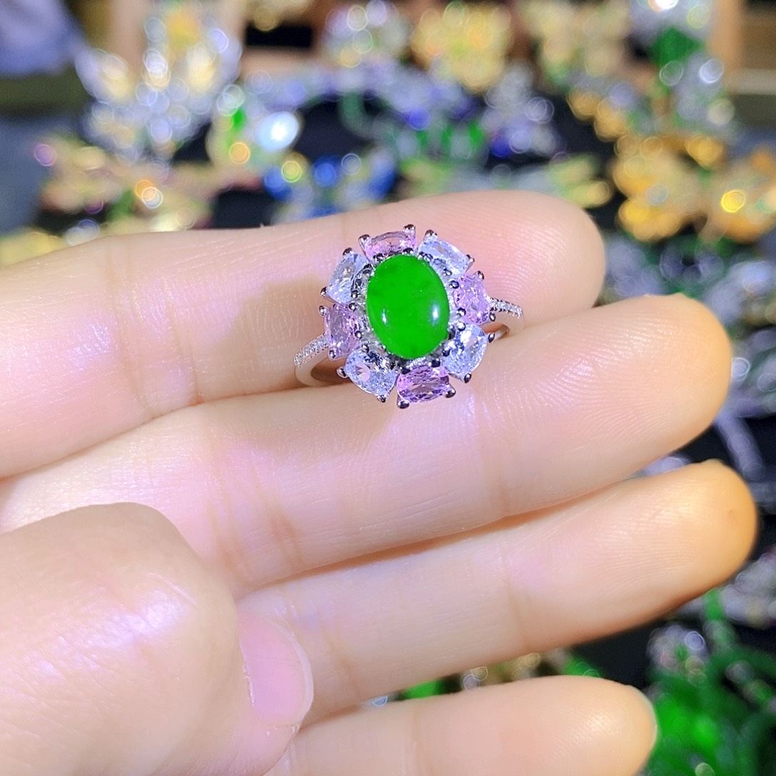 颈饰银S925镶嵌翡翠