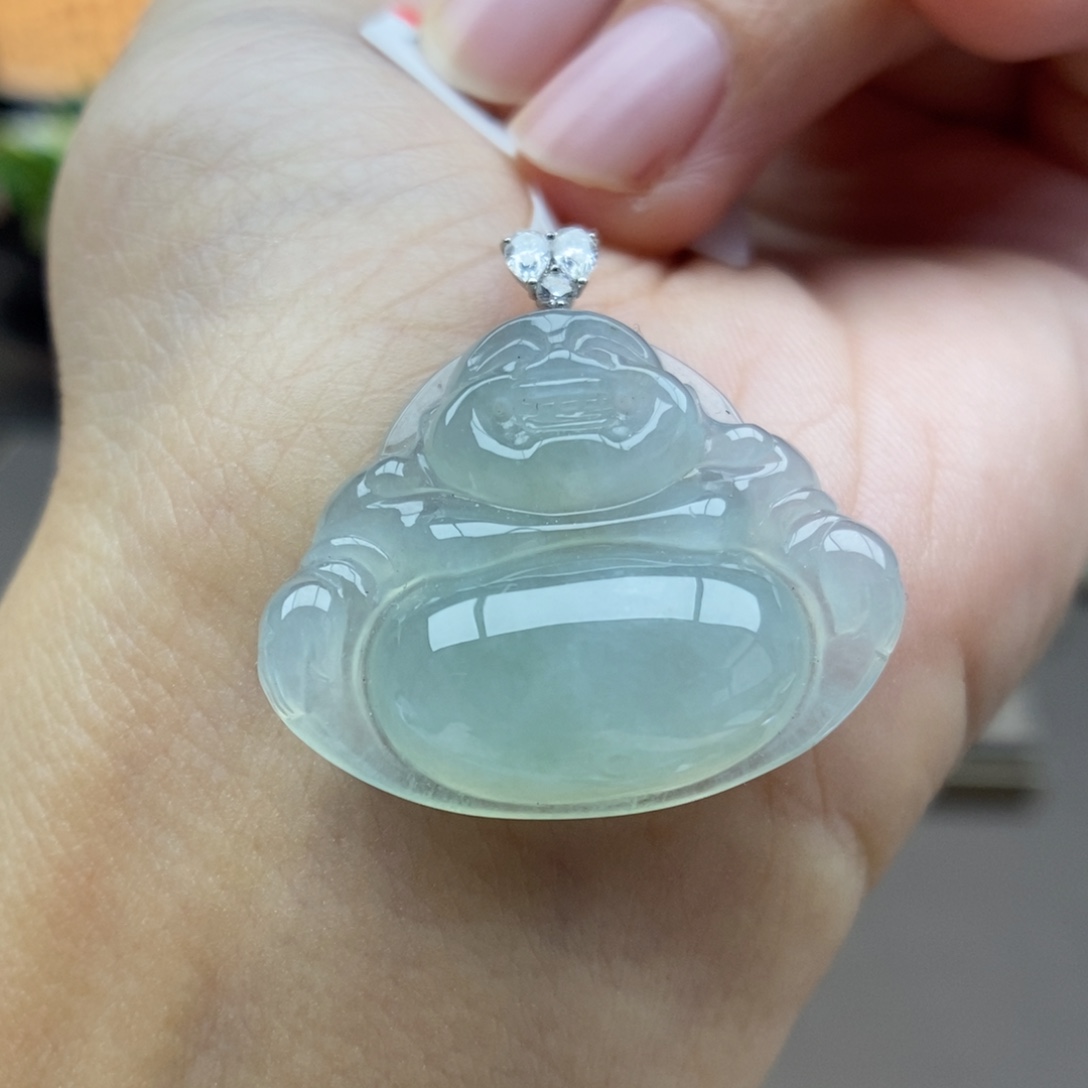 翡翠18K金镶嵌颈饰吊坠87