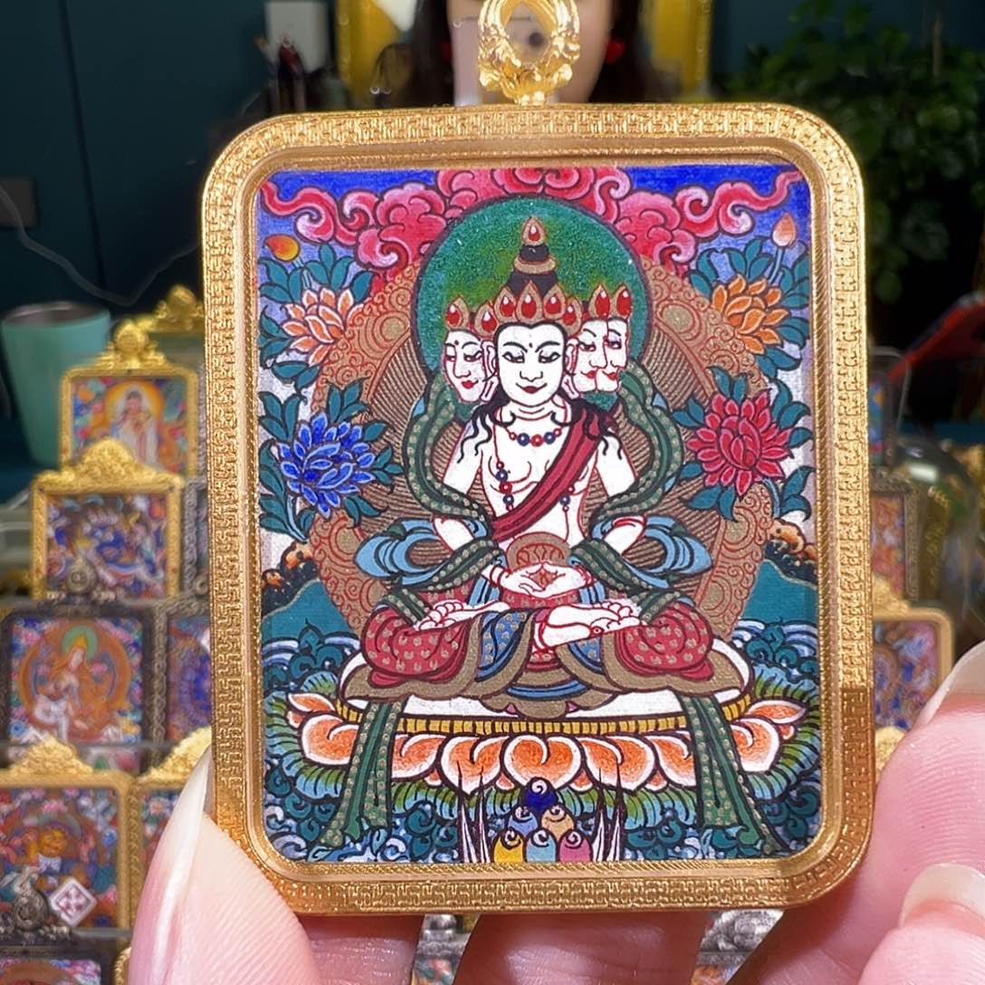 吊坠大日热贡纯手绘唐卡