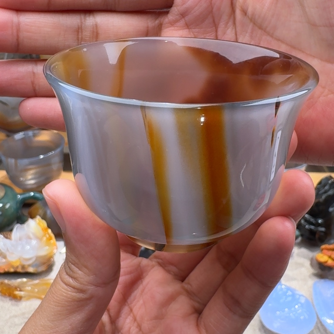玛瑙/玉髓玛瑙茶杯80毫升未镶嵌
