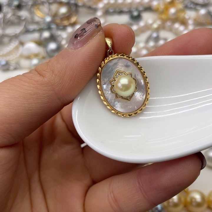 海水珍珠吊坠(不含链)银S925镶嵌